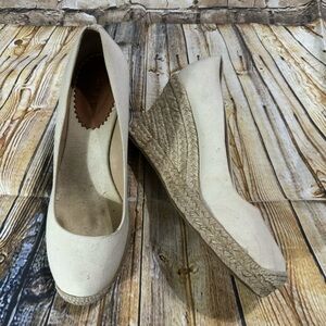 J Crew Seville 3” Espadrilles Cream Slip On Heels Womans Size 7.5
